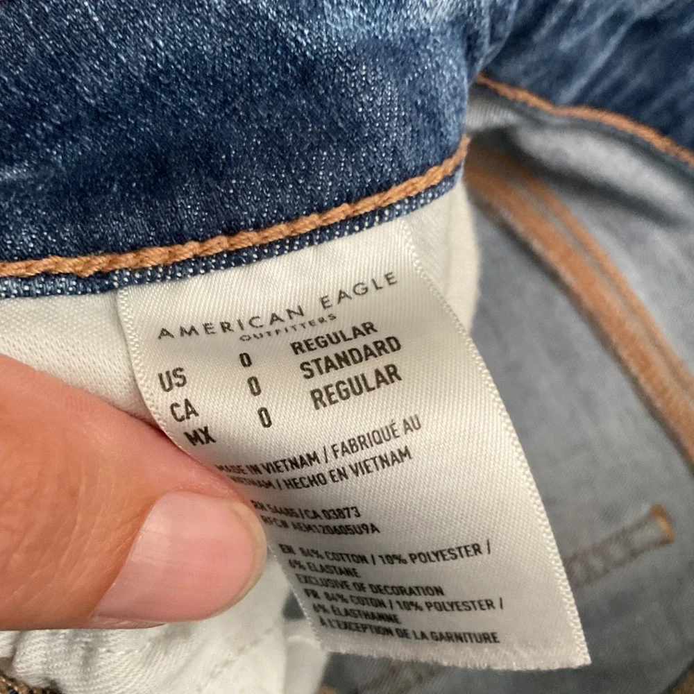 American Eagle Next Level Stretch Distressed Skinny Jeans Blue Size 0 Regular
